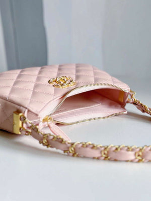 Chanel AP3647 23K Small Hobo Bag Lambskin Gold Metal Pink - Default Title - View 6