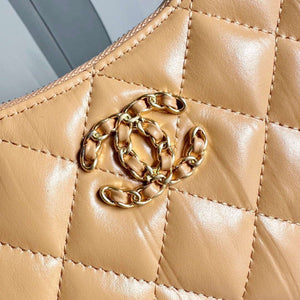 Chanel AP3647 23K Small Hobo Bag Lambskin Gold Metal Tan - Default Title - View 7