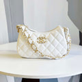 Chanel AP3647 23K Small Hobo Bag Lambskin Gold Metal White - Default Title - View 1