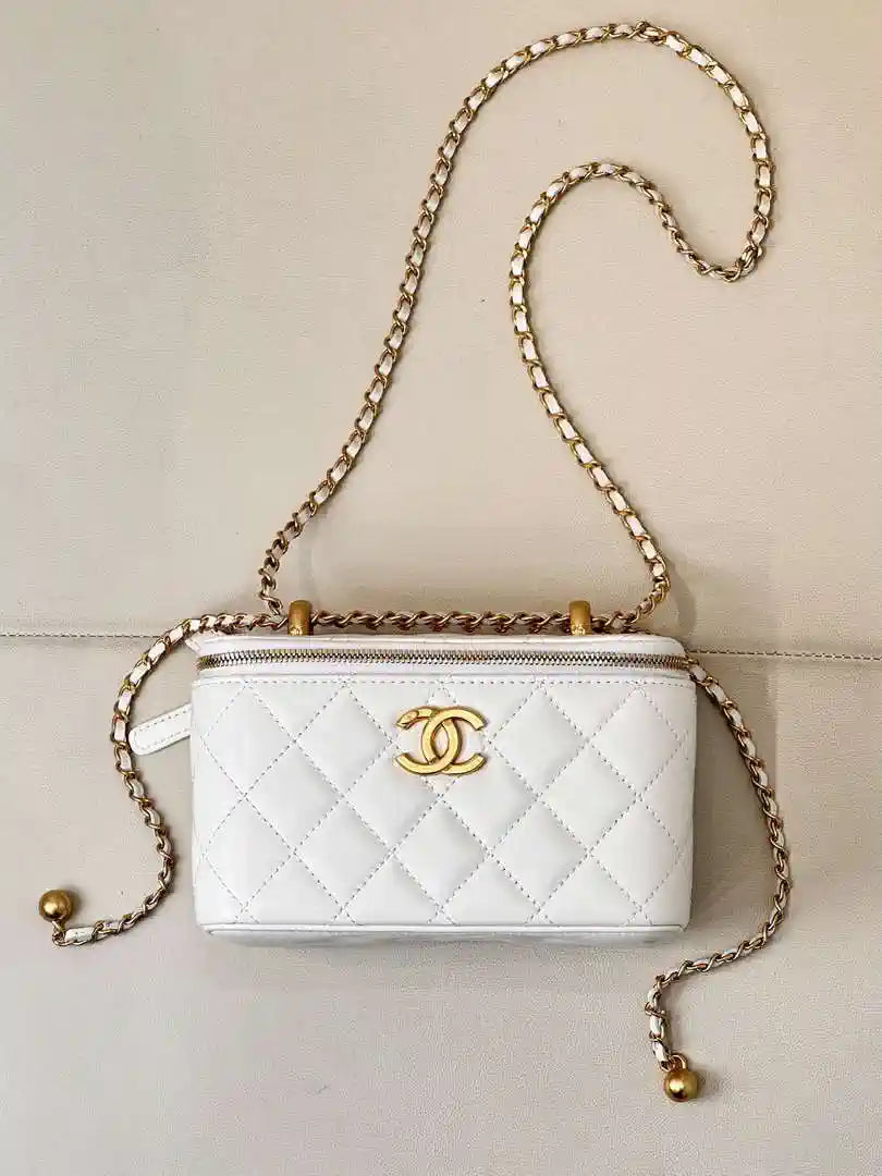 Chanel AP3651 Vanity with Chain Bag White Lambskin