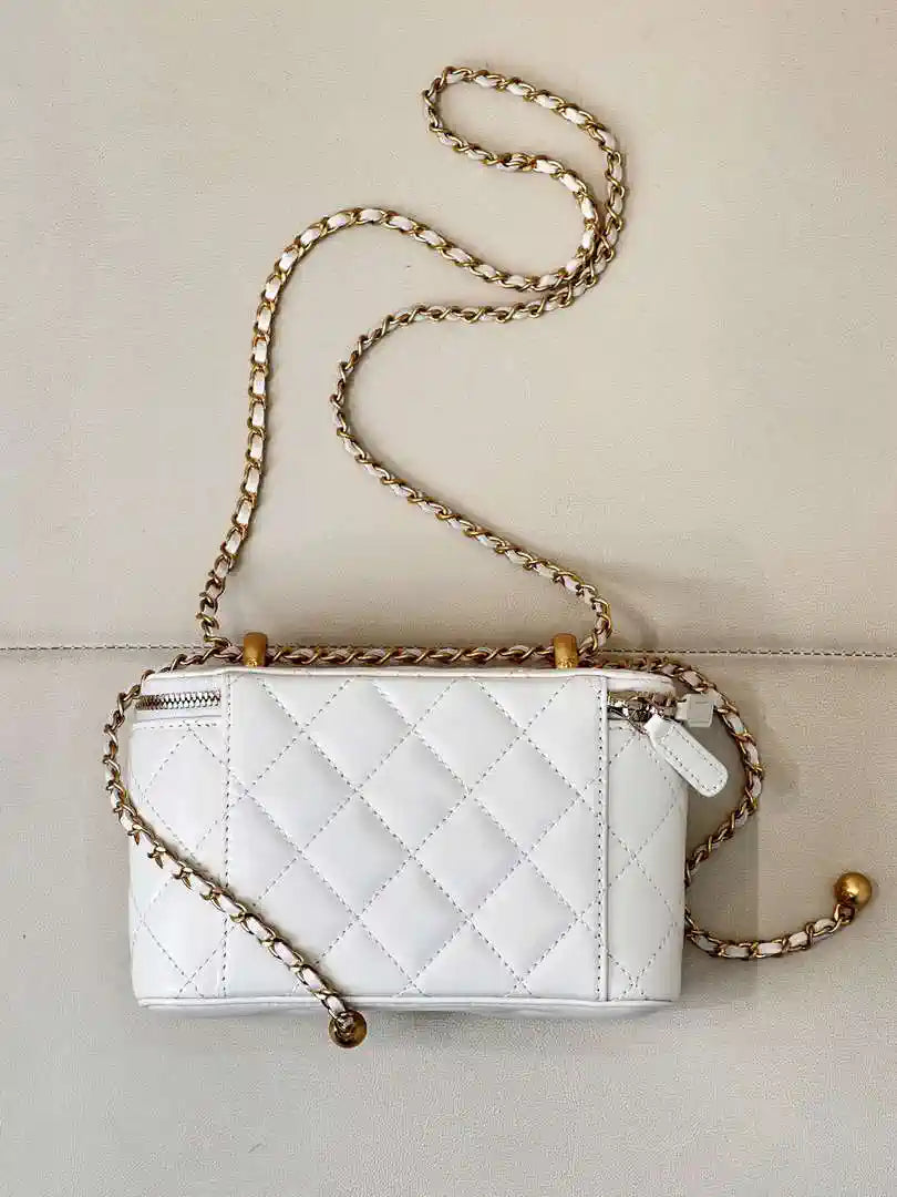 Chanel AP3651 Vanity with Chain Bag White Lambskin