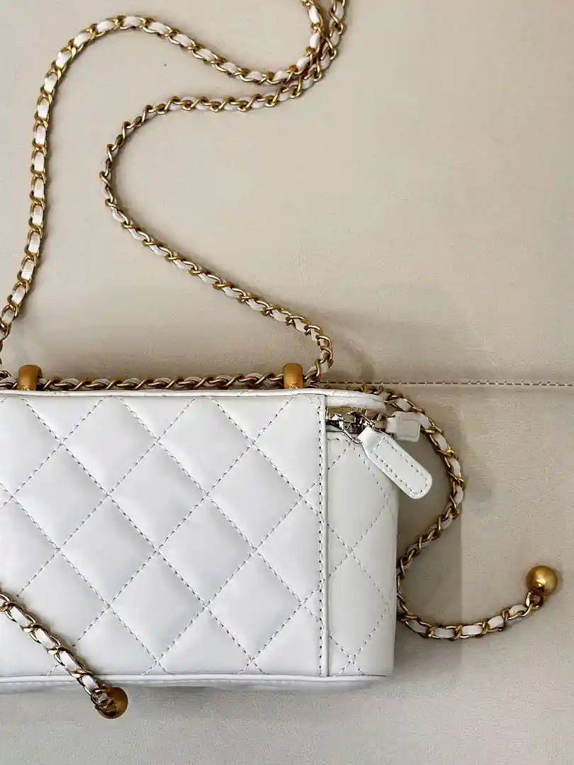 Chanel AP3651 Vanity with Chain Bag White Lambskin