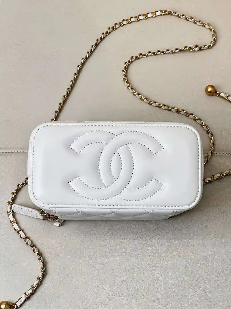 Chanel AP3651 Vanity with Chain Bag White Lambskin
