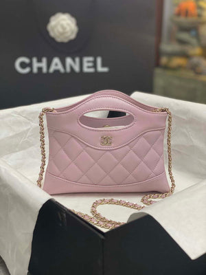Chanel AP3656 Small Shopping Bag Shiny Lambskin & Gold-Tone Metal Light Pink - Default Title - View 1