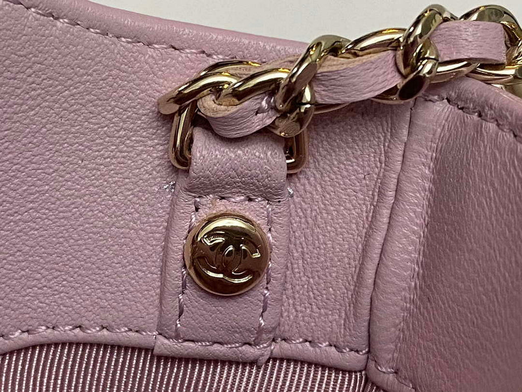 Chanel AP3656 Small Shopping Bag Shiny Lambskin & Gold-Tone Metal Light Pink