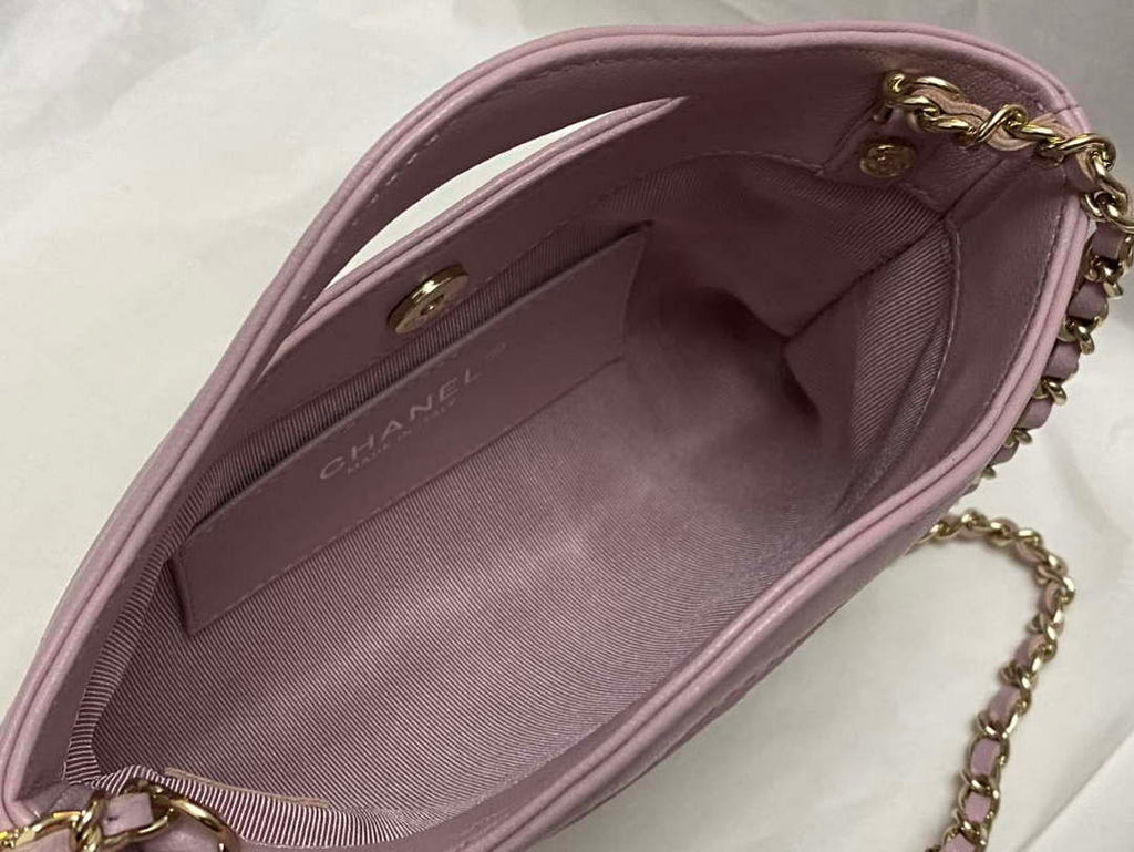 Chanel AP3656 Small Shopping Bag Shiny Lambskin & Gold-Tone Metal Light Pink