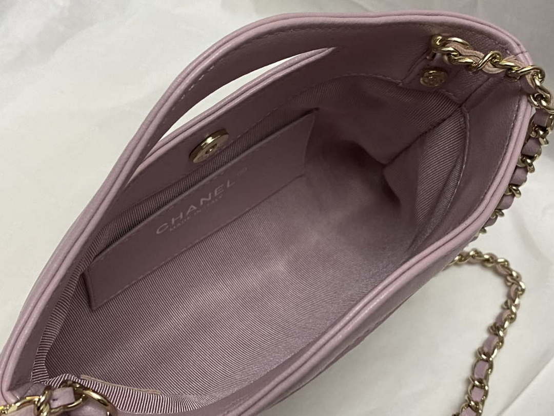 Chanel AP3656 Small Shopping Bag Shiny Lambskin & Gold-Tone Metal Light Pink - Default Title - View 8