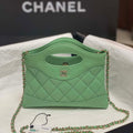 Chanel AP3656 Small Shopping Bag Shiny Lambskin & Gold-Tone Metal Green - Default Title - View 1