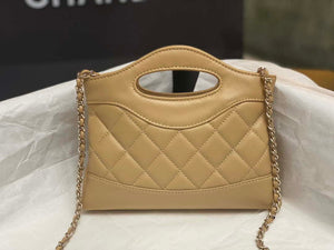Chanel AP3656 Small Shopping Bag Shiny Lambskin & Gold-Tone Metal Brown - Default Title - View 3