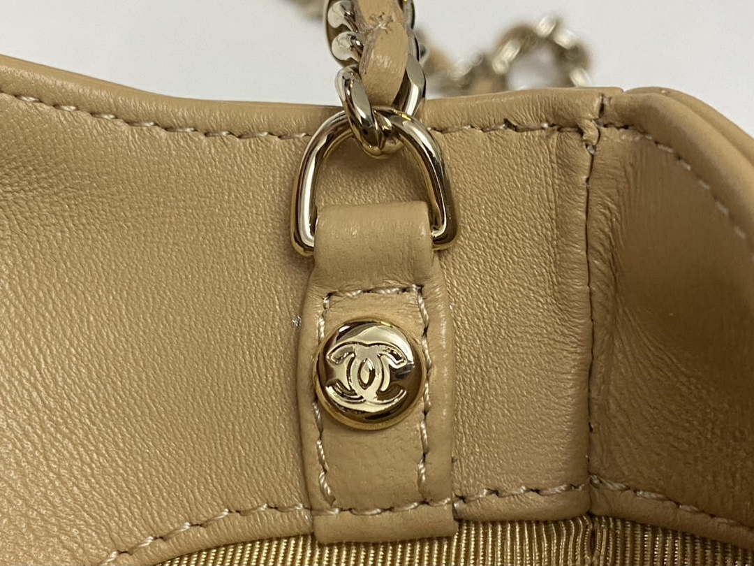 Chanel AP3656 Small Shopping Bag Shiny Lambskin & Gold-Tone Metal Brown - Default Title - View 7