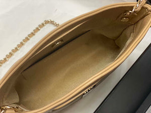 Chanel AP3656 Small Shopping Bag Shiny Lambskin & Gold-Tone Metal Brown - Default Title - View 8