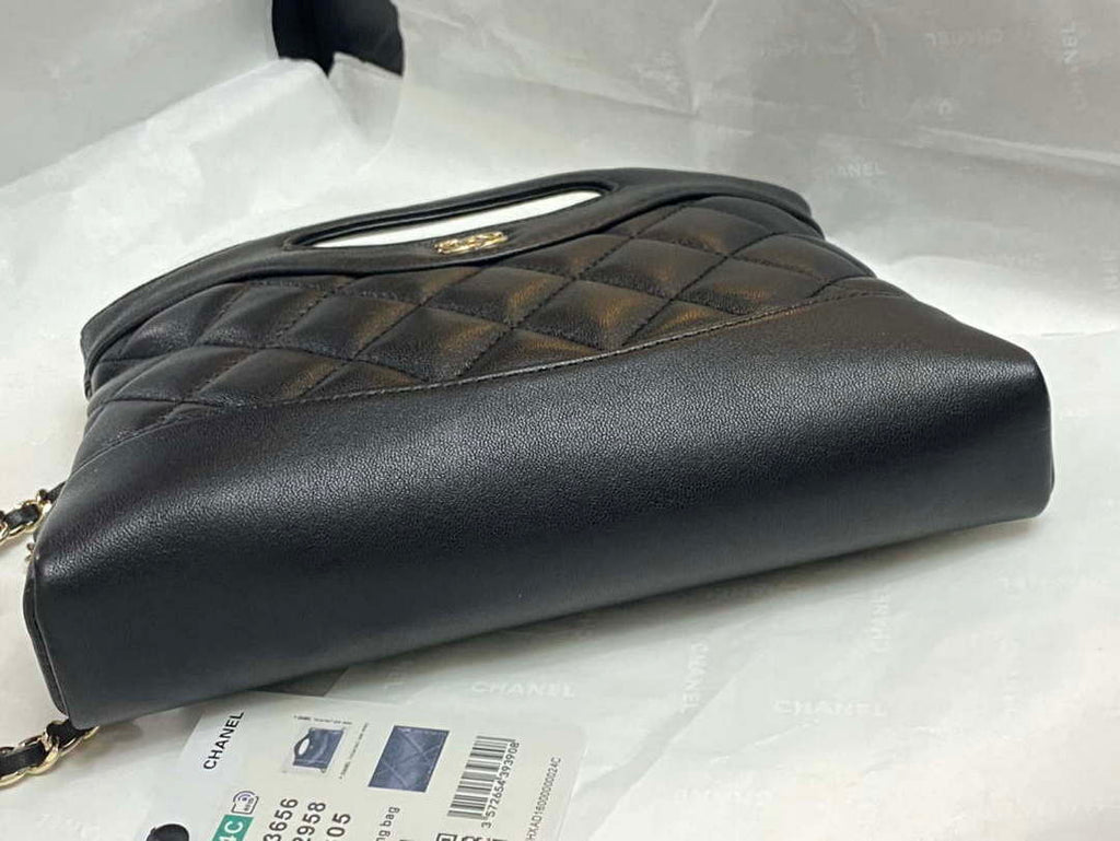 Chanel AP3656 Small Shopping Bag Shiny Lambskin & Gold-Tone Metal Black