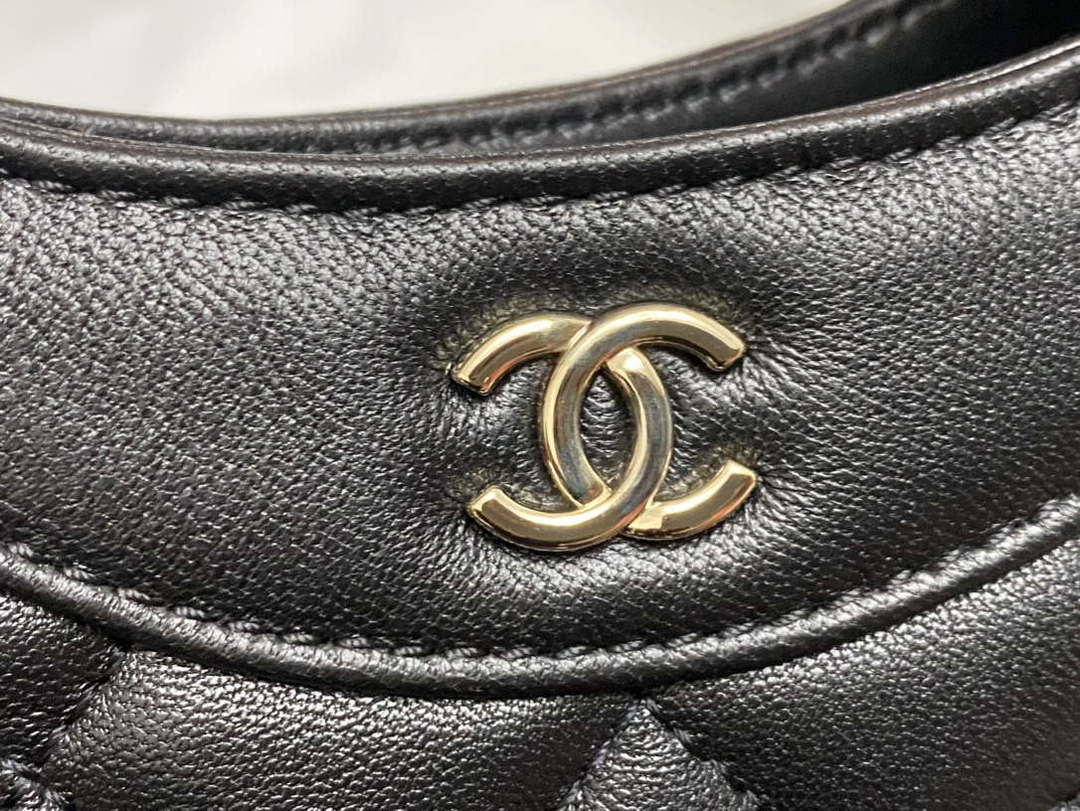 Chanel AP3656 Small Shopping Bag Shiny Lambskin & Gold-Tone Metal Black - Default Title - View 6