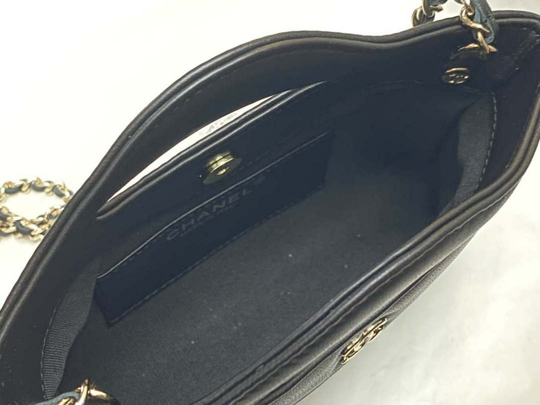 Chanel AP3656 Small Shopping Bag Shiny Lambskin & Gold-Tone Metal Black - Default Title - View 8
