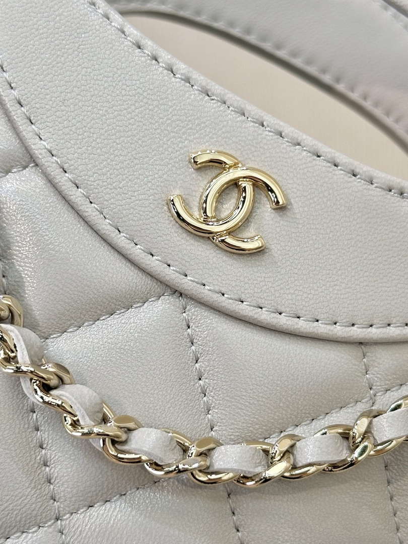 Chanel AP3656 Small Shopping Bag Shiny Lambskin & Gold-Tone Metal Gray