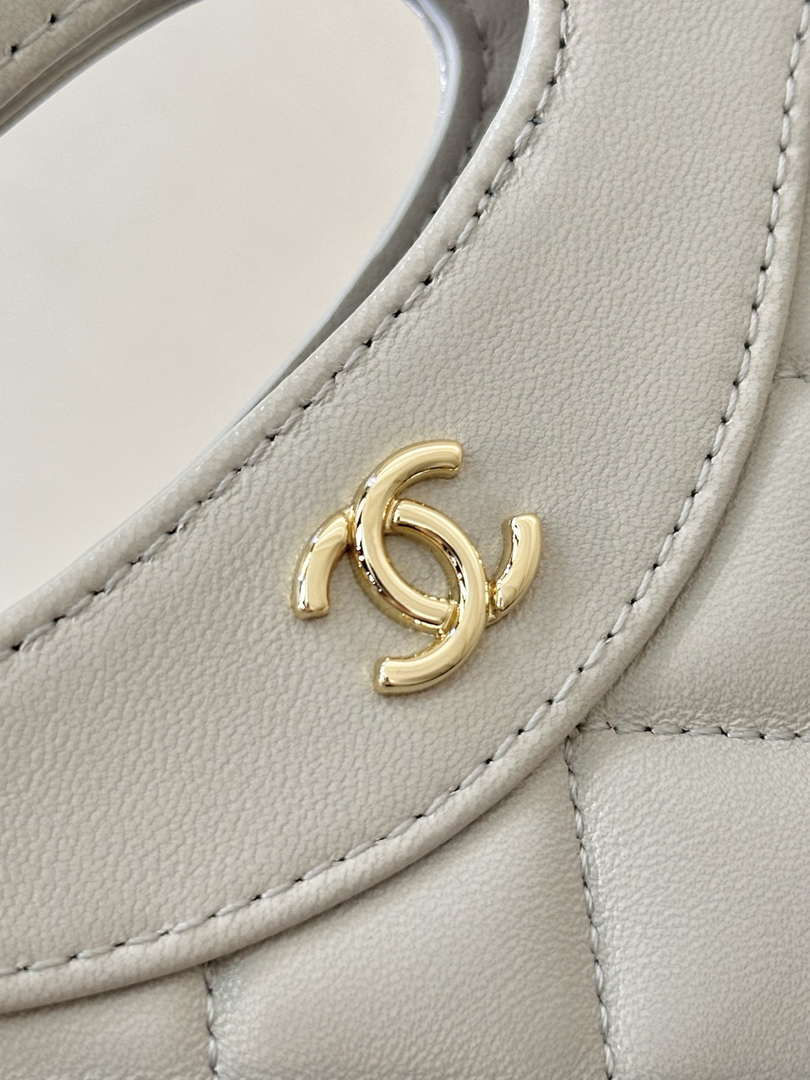 Chanel AP3656 Small Shopping Bag Shiny Lambskin & Gold-Tone Metal Gray