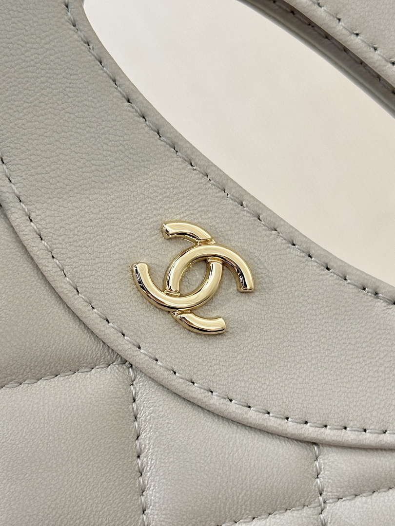 Chanel AP3656 Small Shopping Bag Shiny Lambskin & Gold-Tone Metal Gray