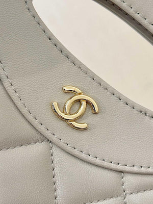 Chanel AP3656 Small Shopping Bag Shiny Lambskin & Gold-Tone Metal Gray - Default Title - View 4