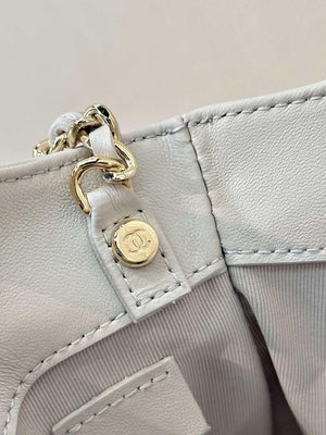 Chanel AP3656 Small Shopping Bag Shiny Lambskin & Gold-Tone Metal Gray - Default Title - View 8