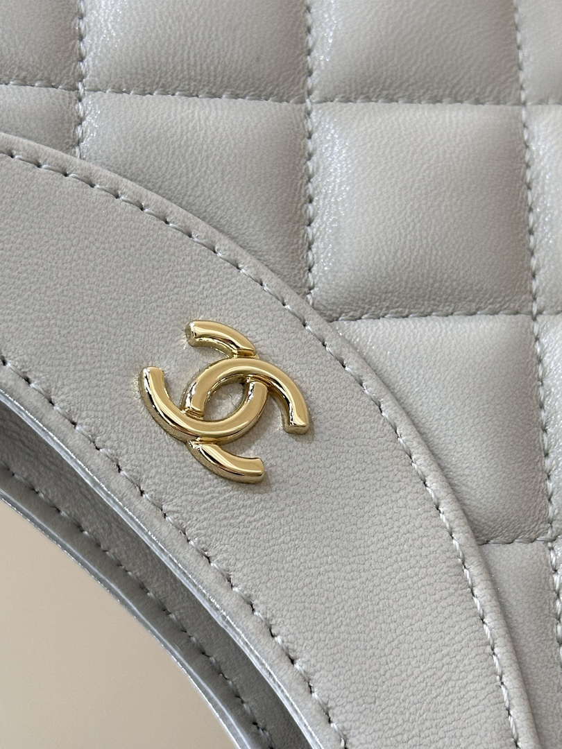 Chanel AP3656 Small Shopping Bag Shiny Lambskin & Gold-Tone Metal Gray