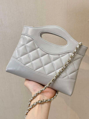 Chanel AP3656 Small Shopping Bag Shiny Lambskin & Gold-Tone Metal Gray - Default Title - View 17