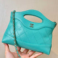 Chanel AP3656 Small Shopping Bag Shiny Lambskin & Gold-Tone Metal Lake Blue - Default Title - View 1