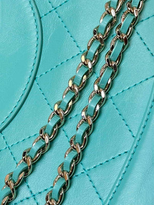 Chanel AP3656 Small Shopping Bag Shiny Lambskin & Gold-Tone Metal Lake Blue - Default Title - View 4