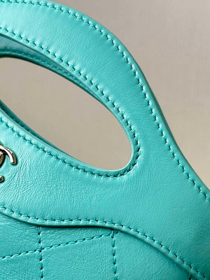Chanel AP3656 Small Shopping Bag Shiny Lambskin & Gold-Tone Metal Lake Blue - Default Title - View 7