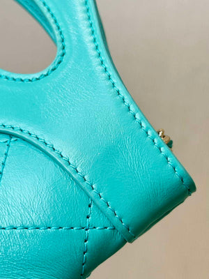 Chanel AP3656 Small Shopping Bag Shiny Lambskin & Gold-Tone Metal Lake Blue - Default Title - View 12