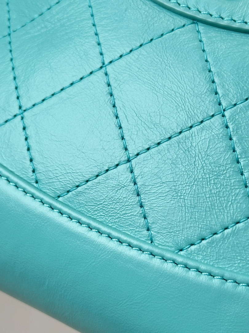 Chanel AP3656 Small Shopping Bag Shiny Lambskin & Gold-Tone Metal Lake Blue