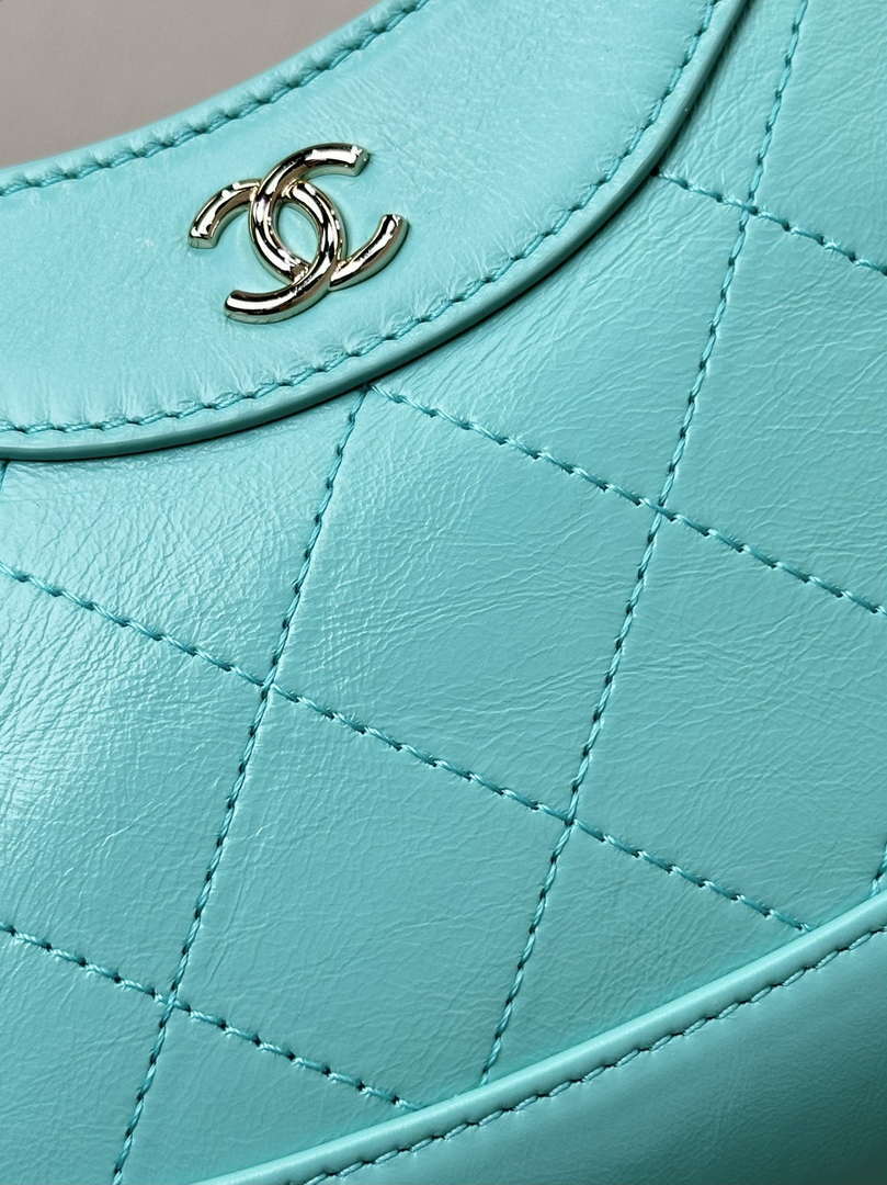 Chanel AP3656 Small Shopping Bag Shiny Lambskin & Gold-Tone Metal Lake Blue - Default Title - View 14