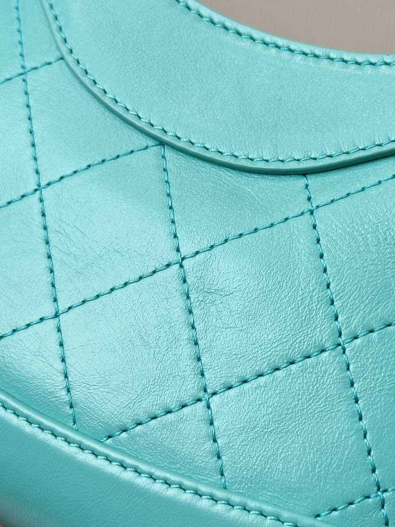 Chanel AP3656 Small Shopping Bag Shiny Lambskin & Gold-Tone Metal Lake Blue