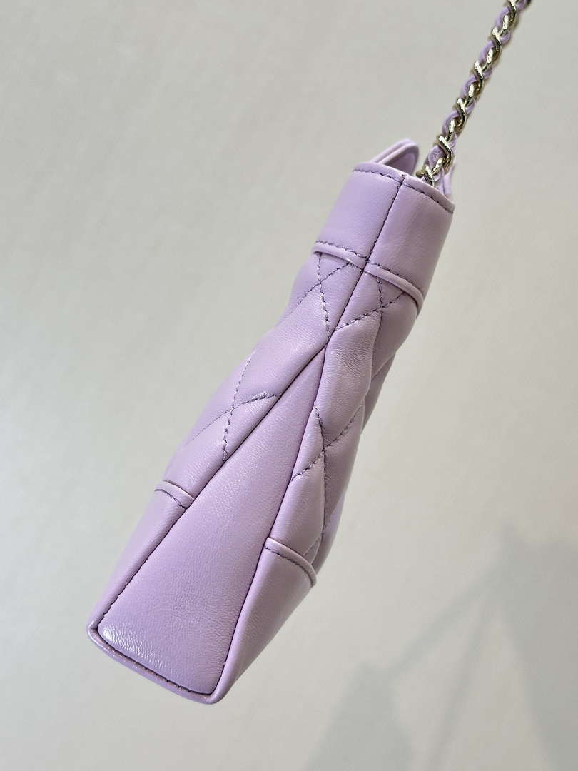 Chanel AP3656 Small Shopping Bag Shiny Lambskin & Gold-Tone Metal Light Purple - Default Title - View 3