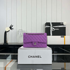 Chanel A01112 Flap Classic 11.12 Handbag Grained Calfskin & Silver-Tone Metal Orchid - Default Title - View 1