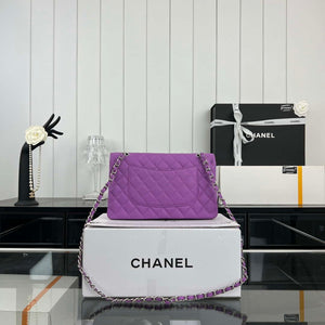 Chanel A01112 Flap Classic 11.12 Handbag Grained Calfskin & Silver-Tone Metal Orchid - Default Title - View 2