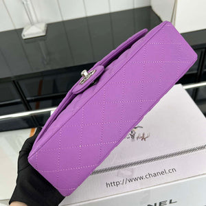 Chanel A01112 Flap Classic 11.12 Handbag Grained Calfskin & Silver-Tone Metal Orchid - Default Title - View 5