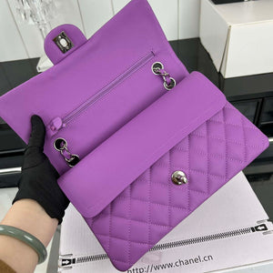 Chanel A01112 Flap Classic 11.12 Handbag Grained Calfskin & Silver-Tone Metal Orchid - Default Title - View 6
