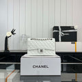 Chanel A01112 Flap Classic 11.12 Handbag Grained Calfskin & Silver-Tone Metal White - Default Title - View 1