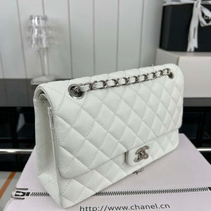 Chanel A01112 Flap Classic 11.12 Handbag Grained Calfskin & Silver-Tone Metal White - Default Title - View 3