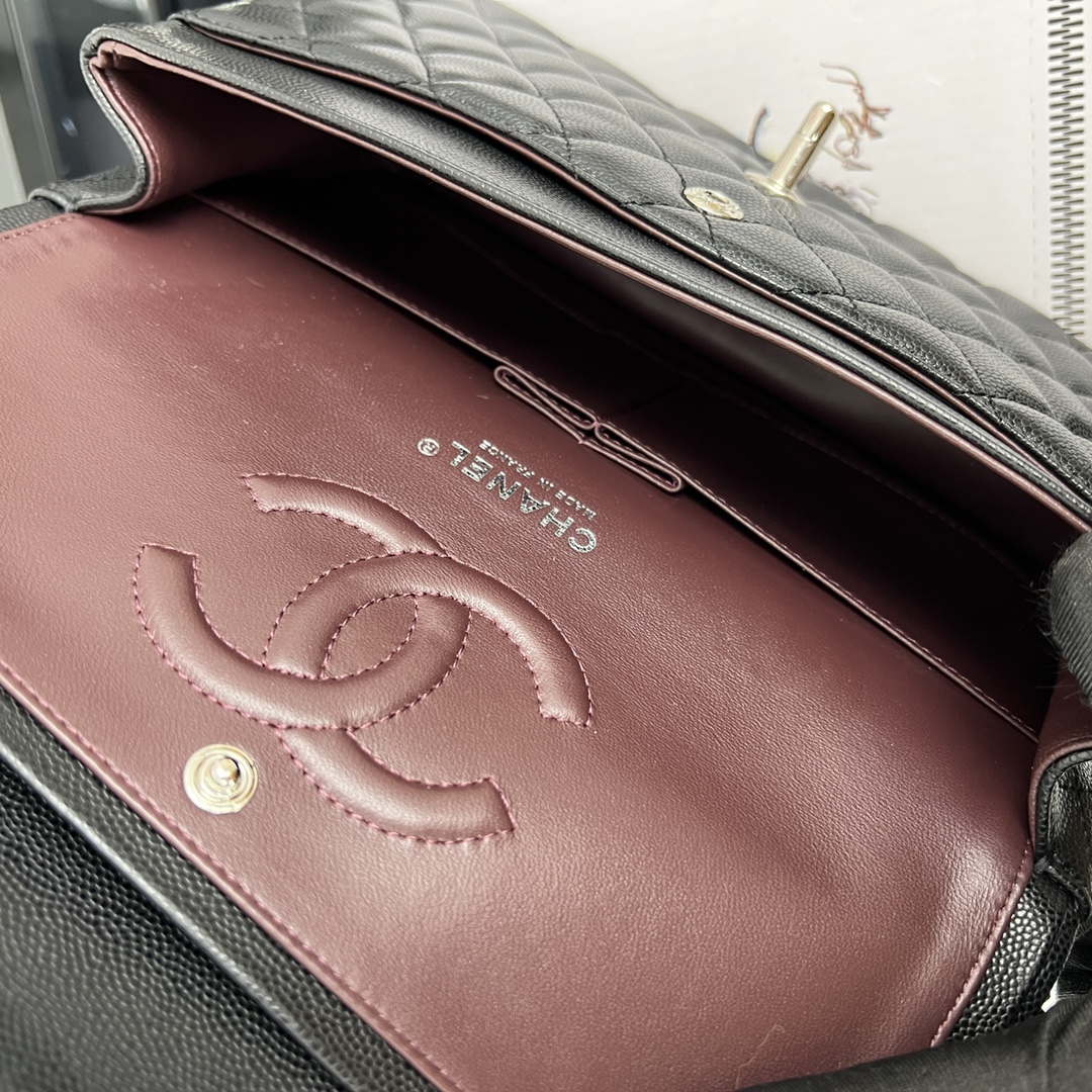 Chanel A01112 Flap Classic 11.12 Handbag Grained Calfskin & Silver-Tone Metal Black - Default Title - View 8