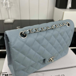 Chanel A01112 Flap Classic 11.12 Handbag Grained Calfskin & Silver-Tone Metal Baby Blue - Default Title - View 3