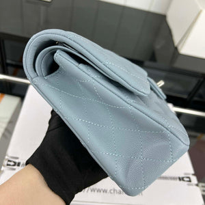 Chanel A01112 Flap Classic 11.12 Handbag Grained Calfskin & Silver-Tone Metal Baby Blue - Default Title - View 4