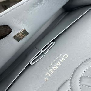 Chanel A01112 Flap Classic 11.12 Handbag Grained Calfskin & Silver-Tone Metal Baby Blue - Default Title - View 9