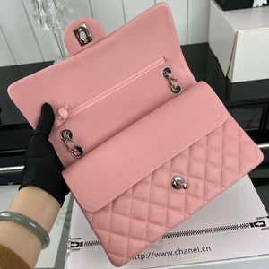 Chanel A01112 Flap Classic 11.12 Handbag Grained Calfskin & Silver-Tone Metal Pink - Default Title - View 5