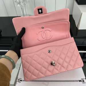 Chanel A01112 Flap Classic 11.12 Handbag Grained Calfskin & Silver-Tone Metal Pink - Default Title - View 6