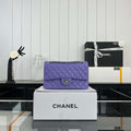 Chanel A01112 Flap Classic 11.12 Handbag Grained Calfskin & Silver-Tone Metal Purple - Default Title - View 1