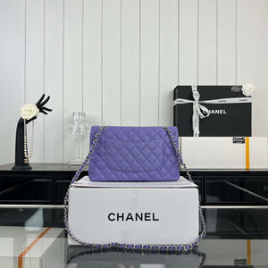 Chanel A01112 Flap Classic 11.12 Handbag Grained Calfskin & Silver-Tone Metal Purple - Default Title - View 2