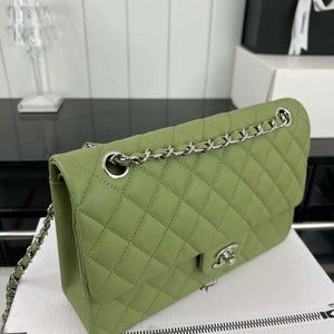 Chanel A01112 Flap Classic 11.12 Handbag Grained Calfskin & Silver-Tone Metal Green - Default Title - View 3