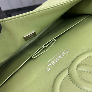 Chanel A01112 Flap Classic 11.12 Handbag Grained Calfskin & Silver-Tone Metal Green - Default Title - View 9
