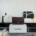 Chanel A01112 Flap Classic 11.12 Handbag Grained Calfskin & Silver-Tone Metal Wine Red - Default Title - View 1